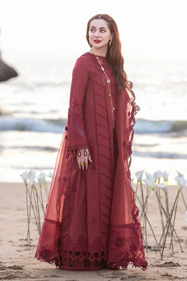 Lawn-3PC Embroidered Shirt with Organza Embroidered Dupatta-1134