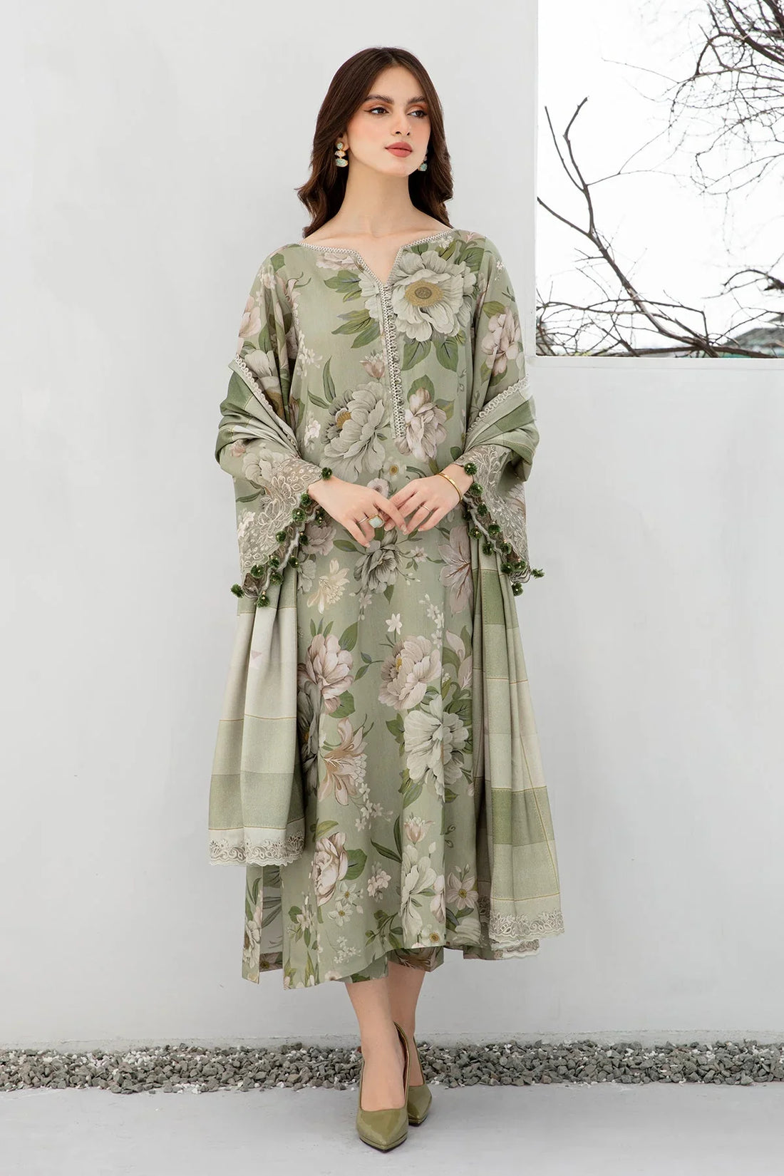 BAROQUE - 3PC Lawn Printed Shirt With Voile Printed Dupatta-1509