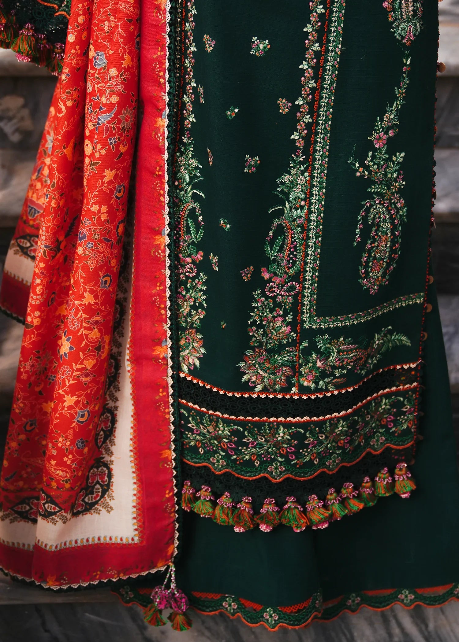Lawn-3PC Embroidered Shirt with Digital Printed Jacquard Dupatta- 1003