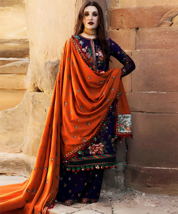 Dhanak 3PC Embroidered Shirt with Embroidered Dhanak Shawl -1304