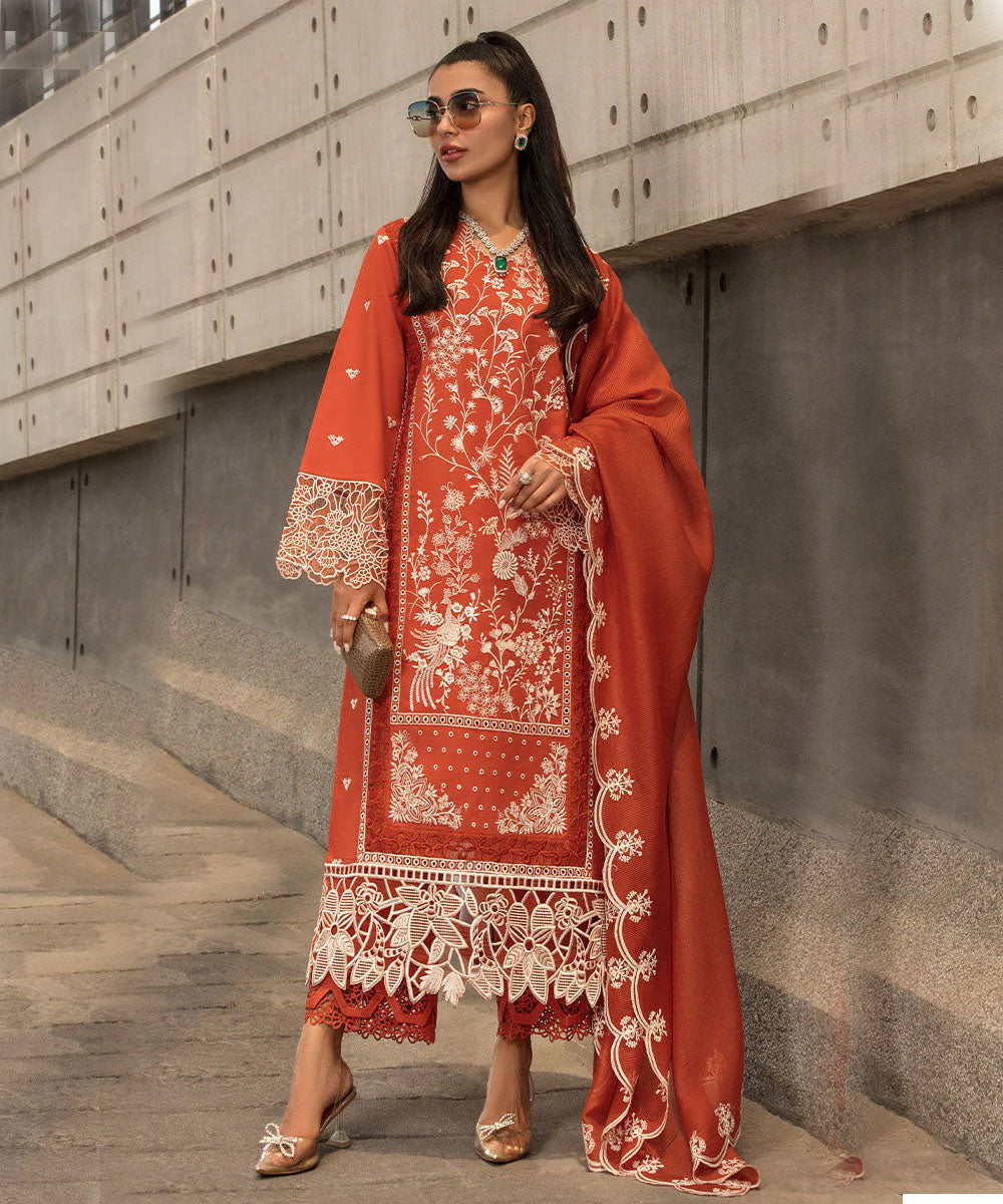 RANG RASIYA LAWN 3PC EMBROIDERED WITH LAWN EMBROIDERED DUPATTA-528