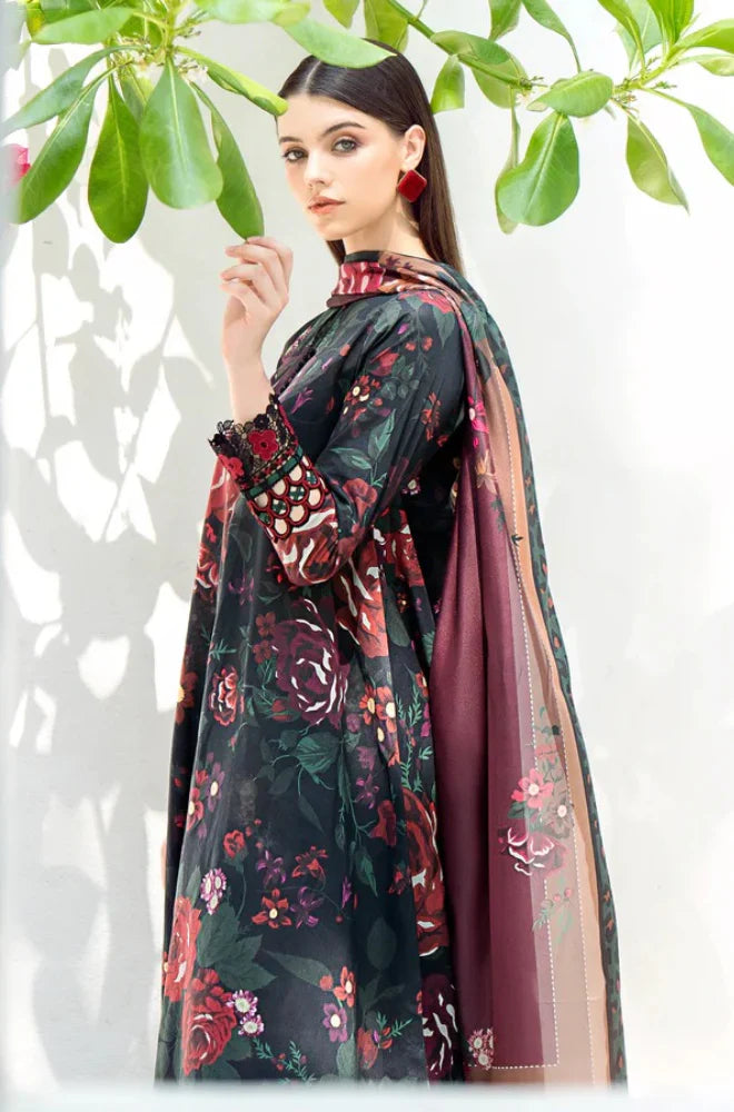 BAROQUE 3PC Lawn Printed Shirt With Voile Printed Dupatta-783