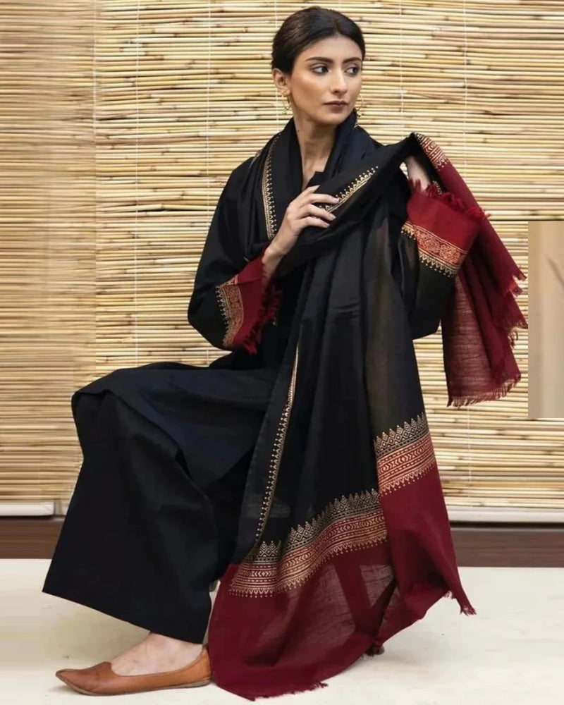 Dhanak 3PC With Woolen Shawl-555