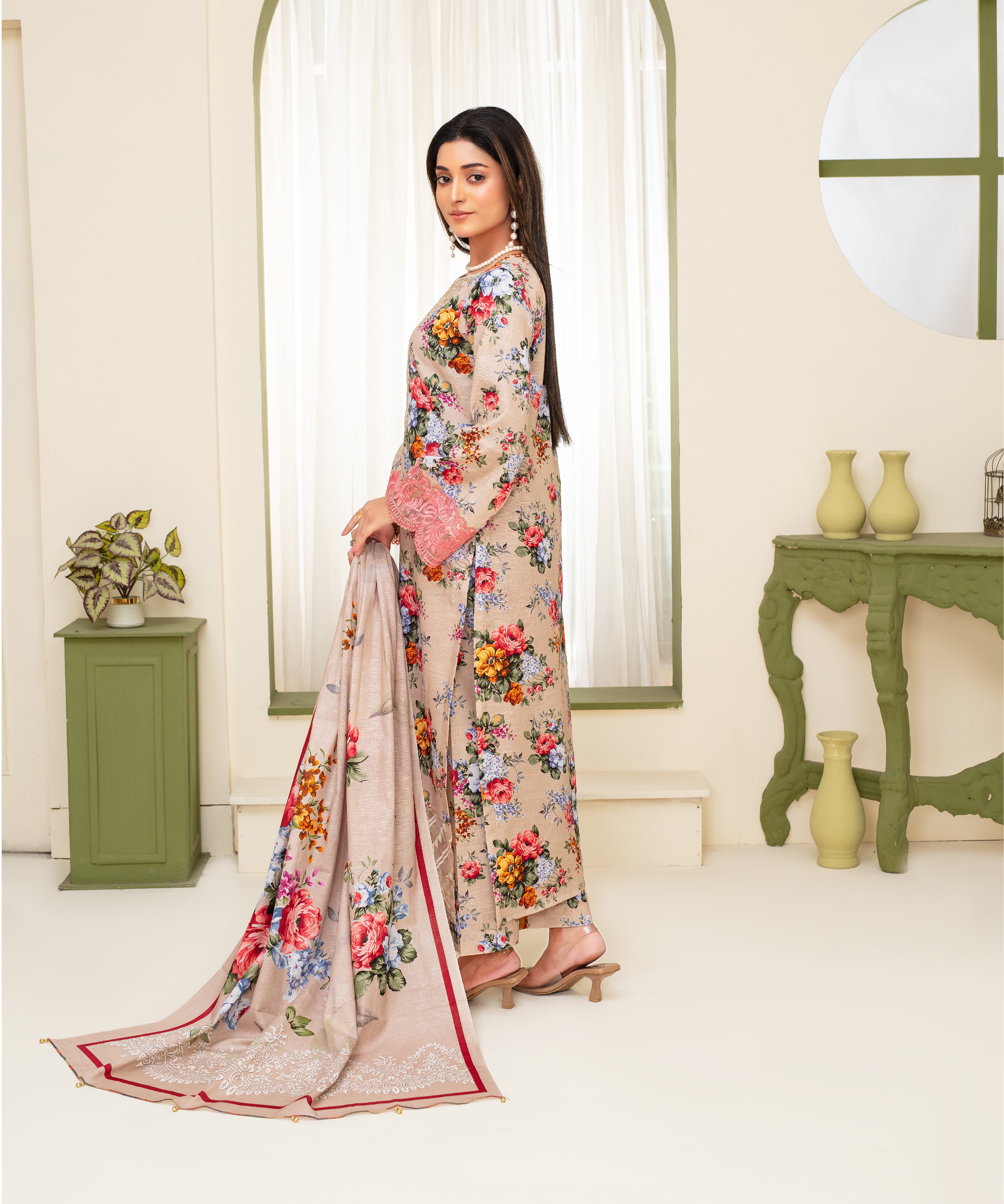 CREATION KHADDAR 3PC WITH KHADDAR PRINTED SHIRT & TROUSER-913