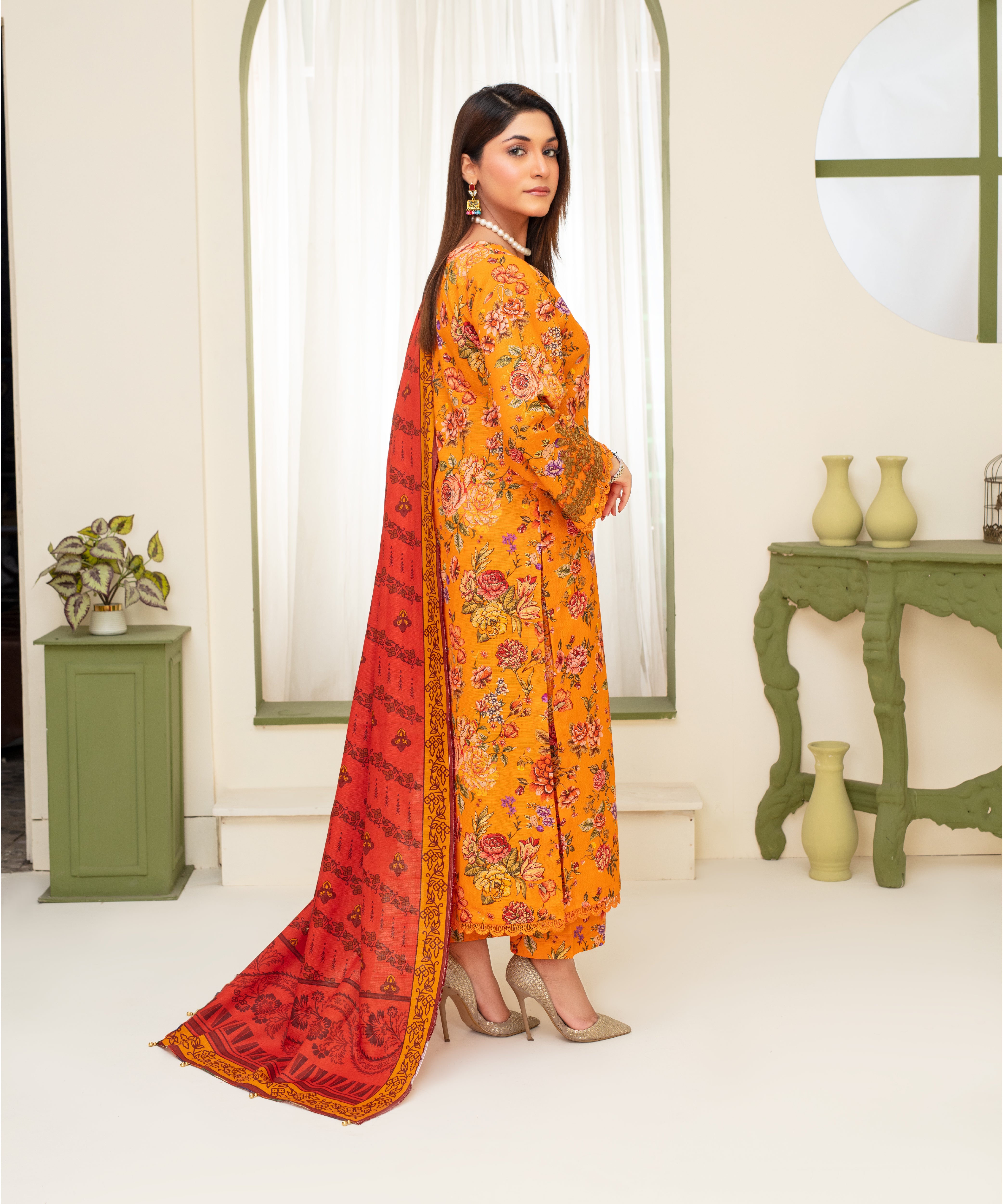 CREATION KHADDAR 3PC WITH KHADDAR PRINTED SHIRT & TROUSER-908