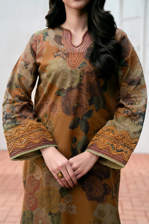 BAROQUE 3PC KARANDI PRINTED SHIRT WITH KARANDI PRINTED DUAPTTA AND T6ROUSER-813