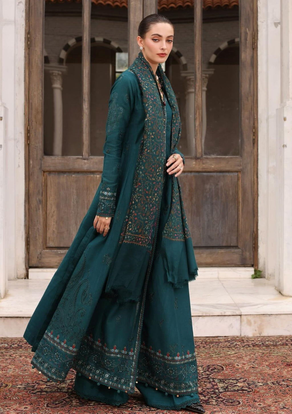 3PC Lawn Embroidered Shirt With Digital Printed Jauqard Dupatta-5128