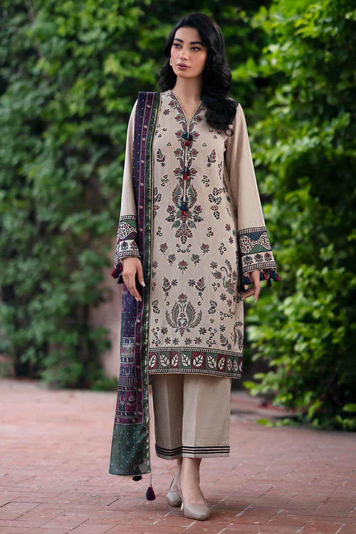 JAZMIN 3PC Khaddar Embroidered Shirt With Printed Dupatta-210