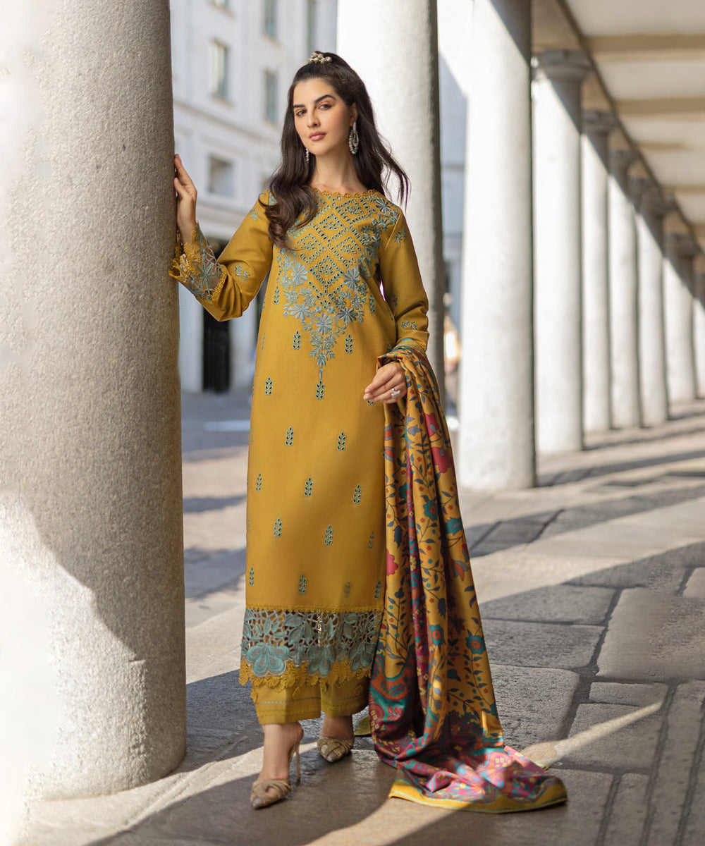 Lawn-3PC Embroidered Shirt with Digital Printed Jacquard Dupatta-1105