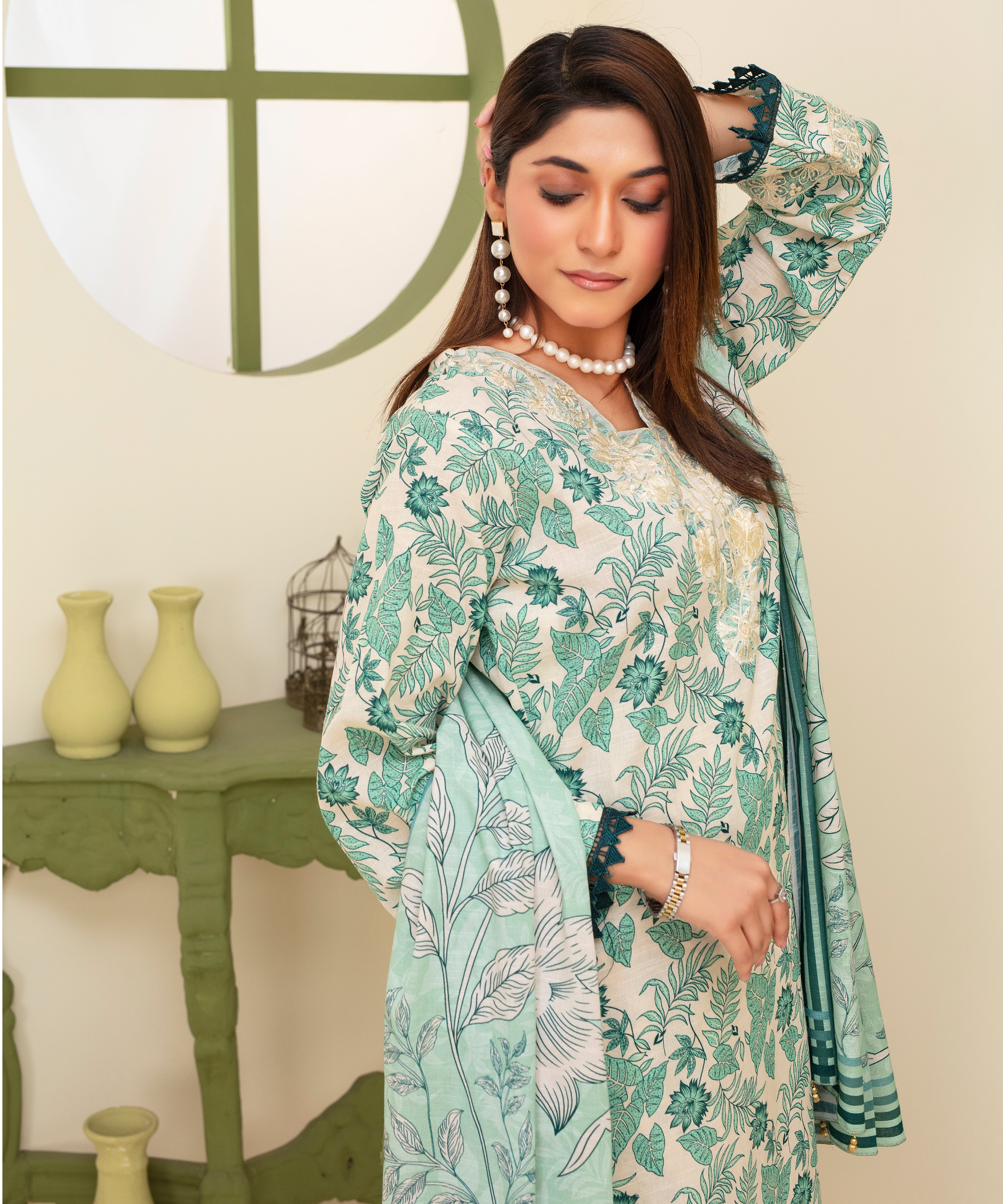 CREATION KHADDAR 3PC WITH KHADDAR PRINTED SHIRT & TROUSER-906