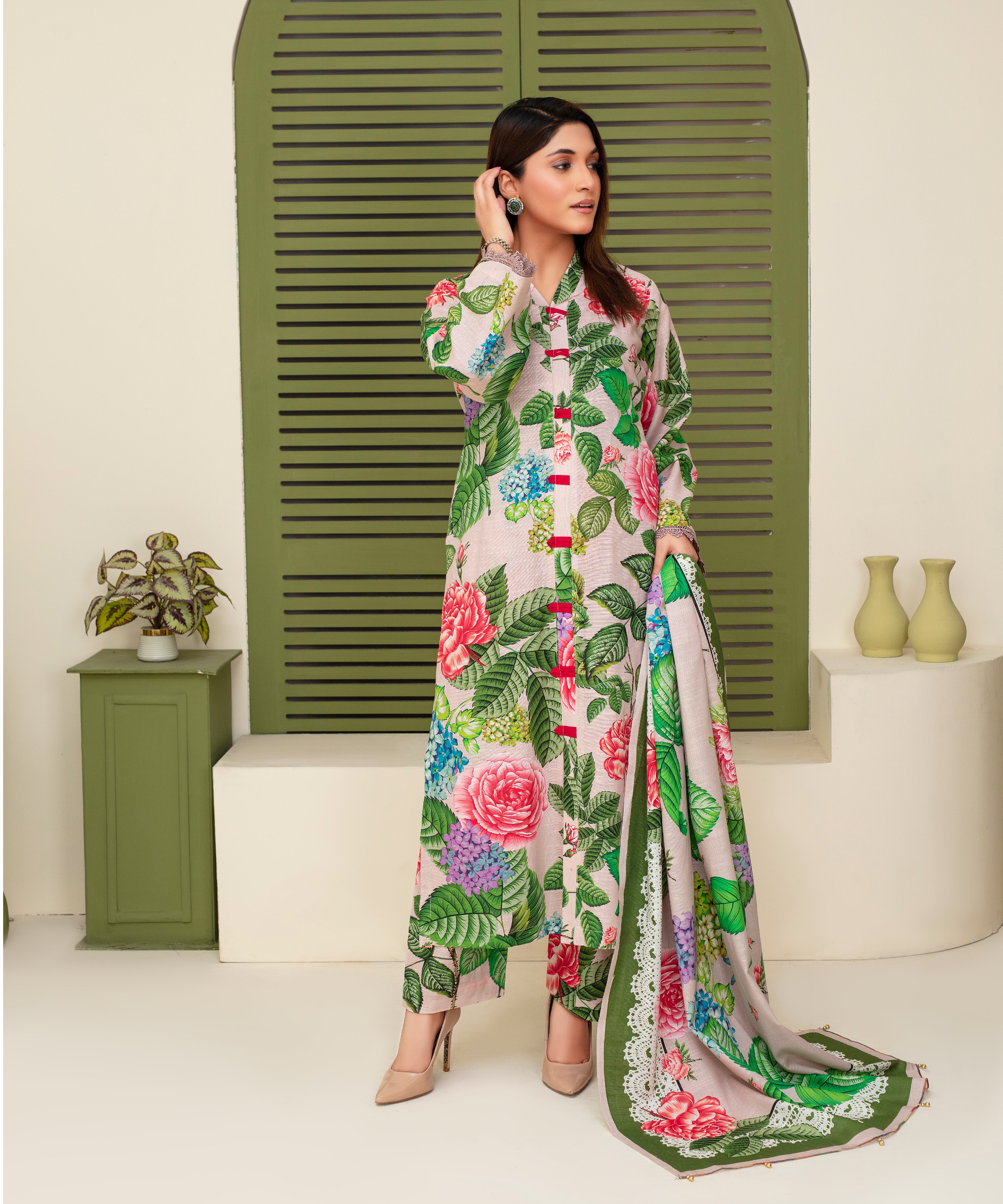 CREATION KHADDAR 3PC WITH KHADDAR PRINTED SHIRT & TROUSER-918