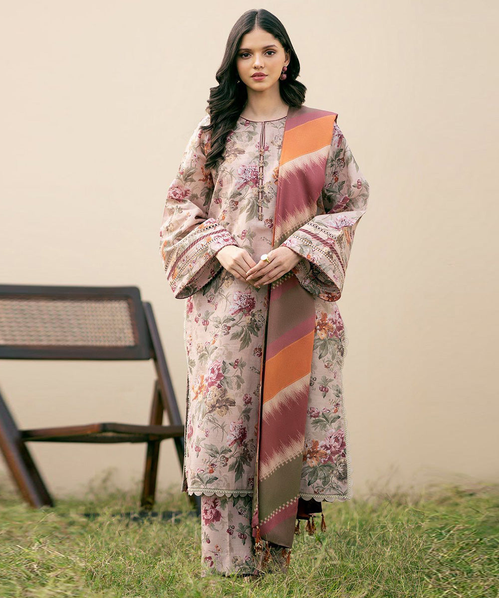 BAROQUE 3PC Lawn Printed Shirt With Voile Printed Dupatta-762