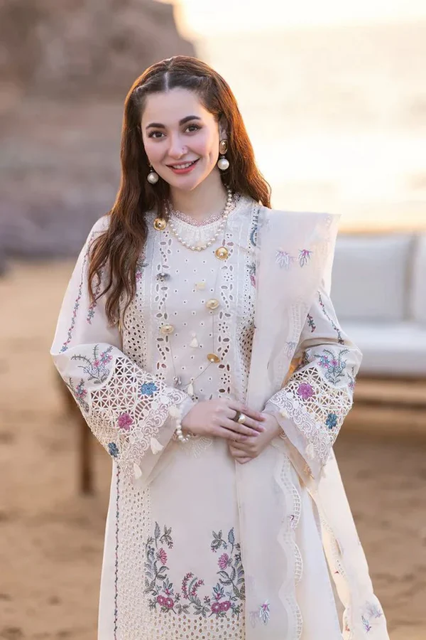 3PC Lawn Embroidered Shirt With Organza Embroidered Dupatta- 5013