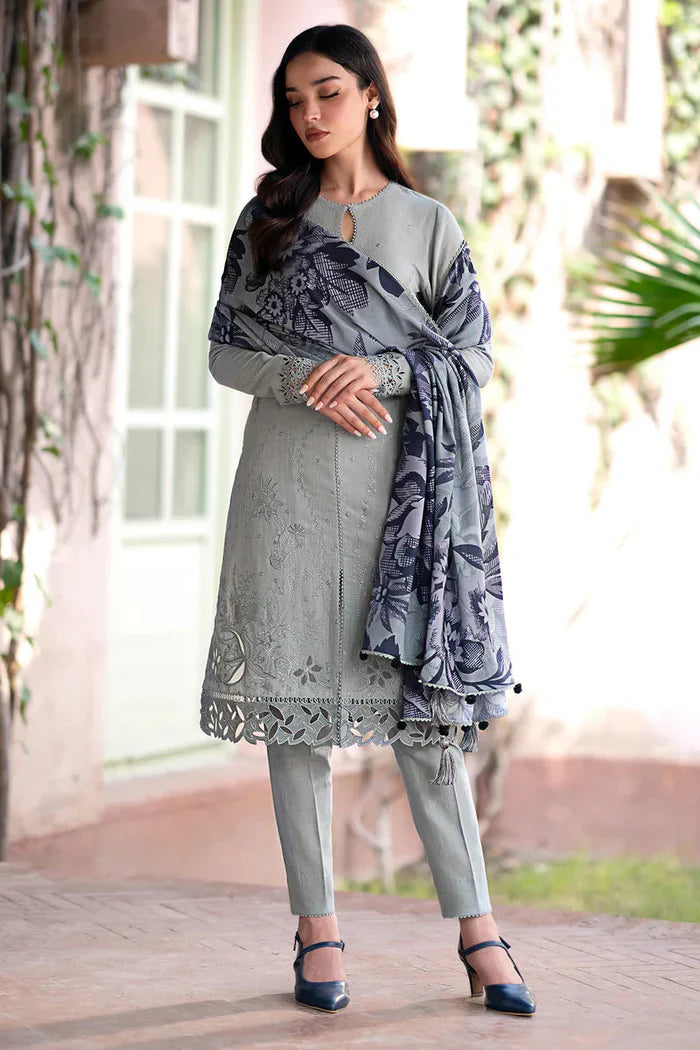 Lawn-3PC Embroidered Shirt with Digital Printed Jacquard Dupatta-1181