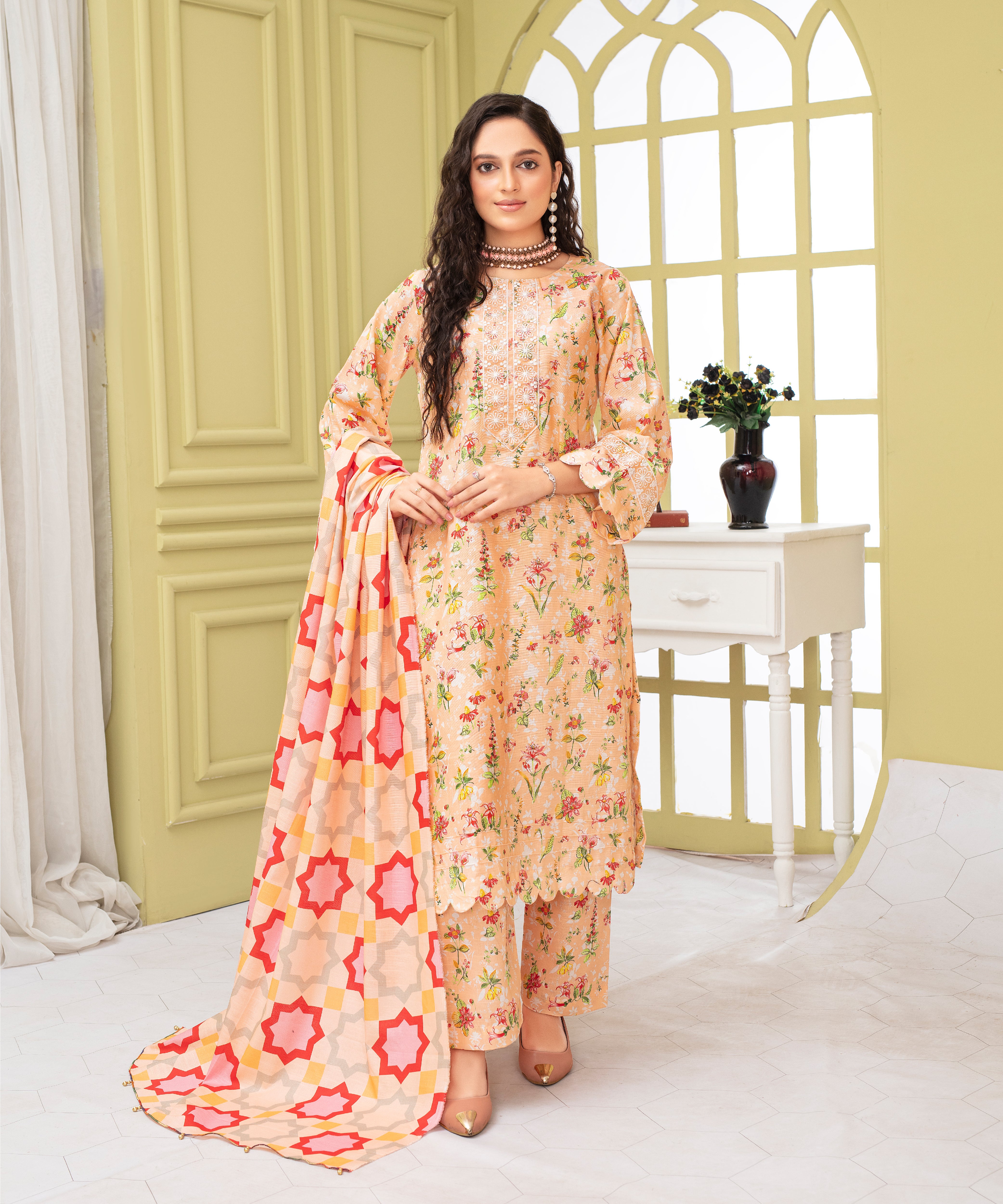 CREATION KHADDAR 3PC WITH KHADDAR PRINTED SHIRT & TROUSER-904