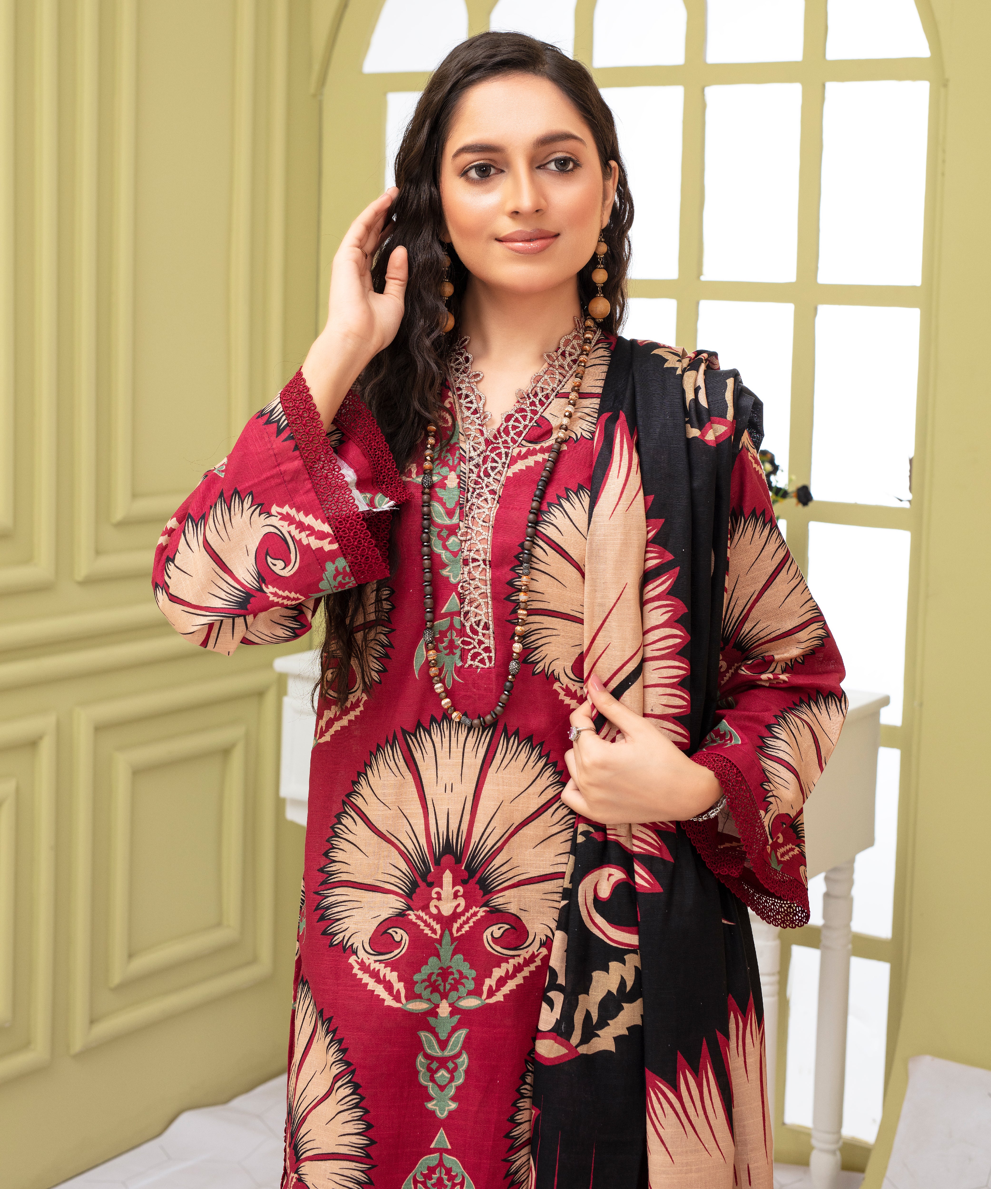 CREATION KHADDAR 3PC WITH KHADDAR PRINTED SHIRT & TROUSER-920