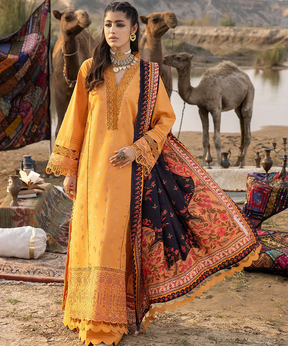 Lawn 3PC Embroidered With Printed Dupatta-332