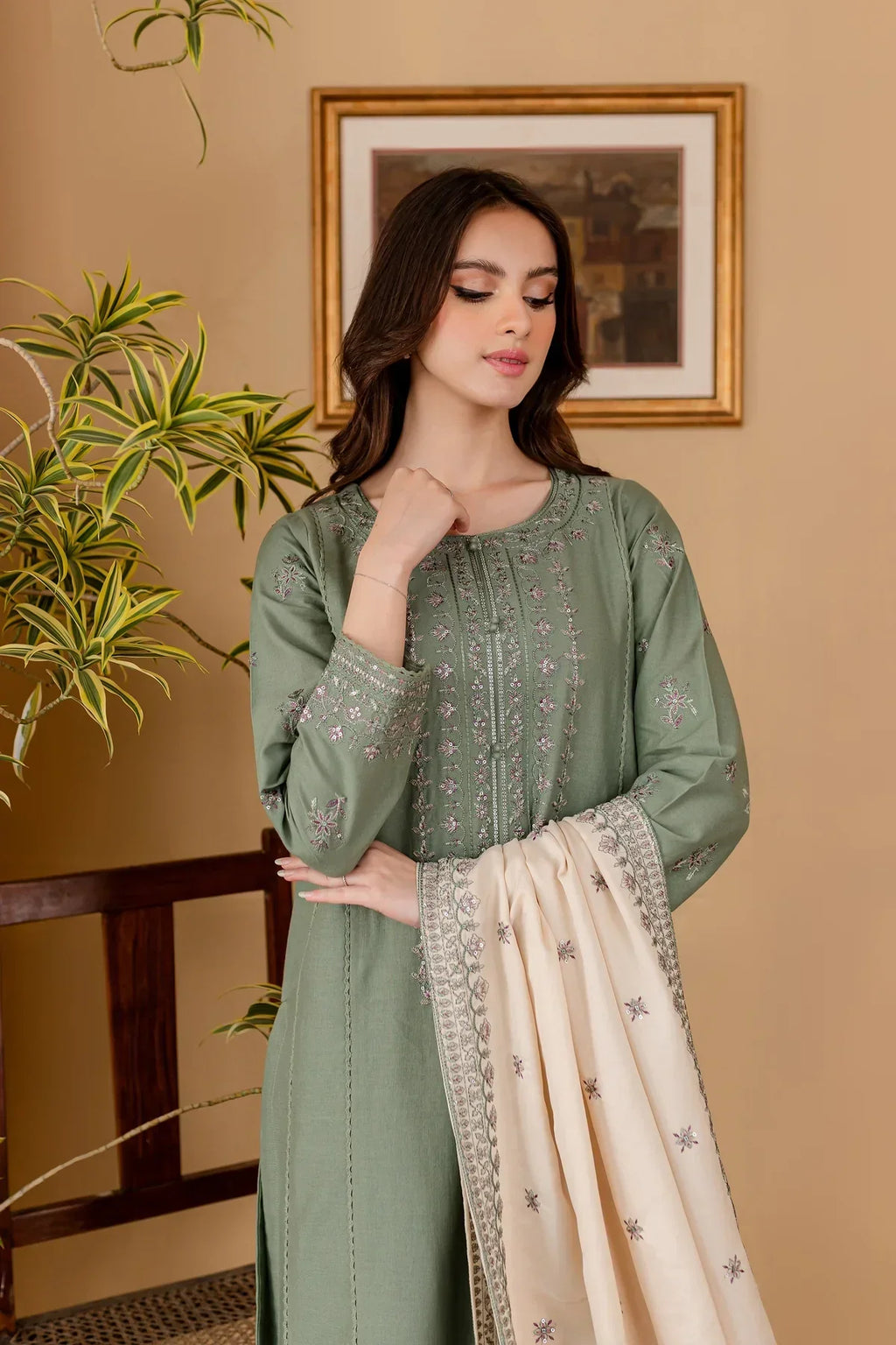 3PC Lawn Embroidered With Lawn Embroidered Dupatta-5029