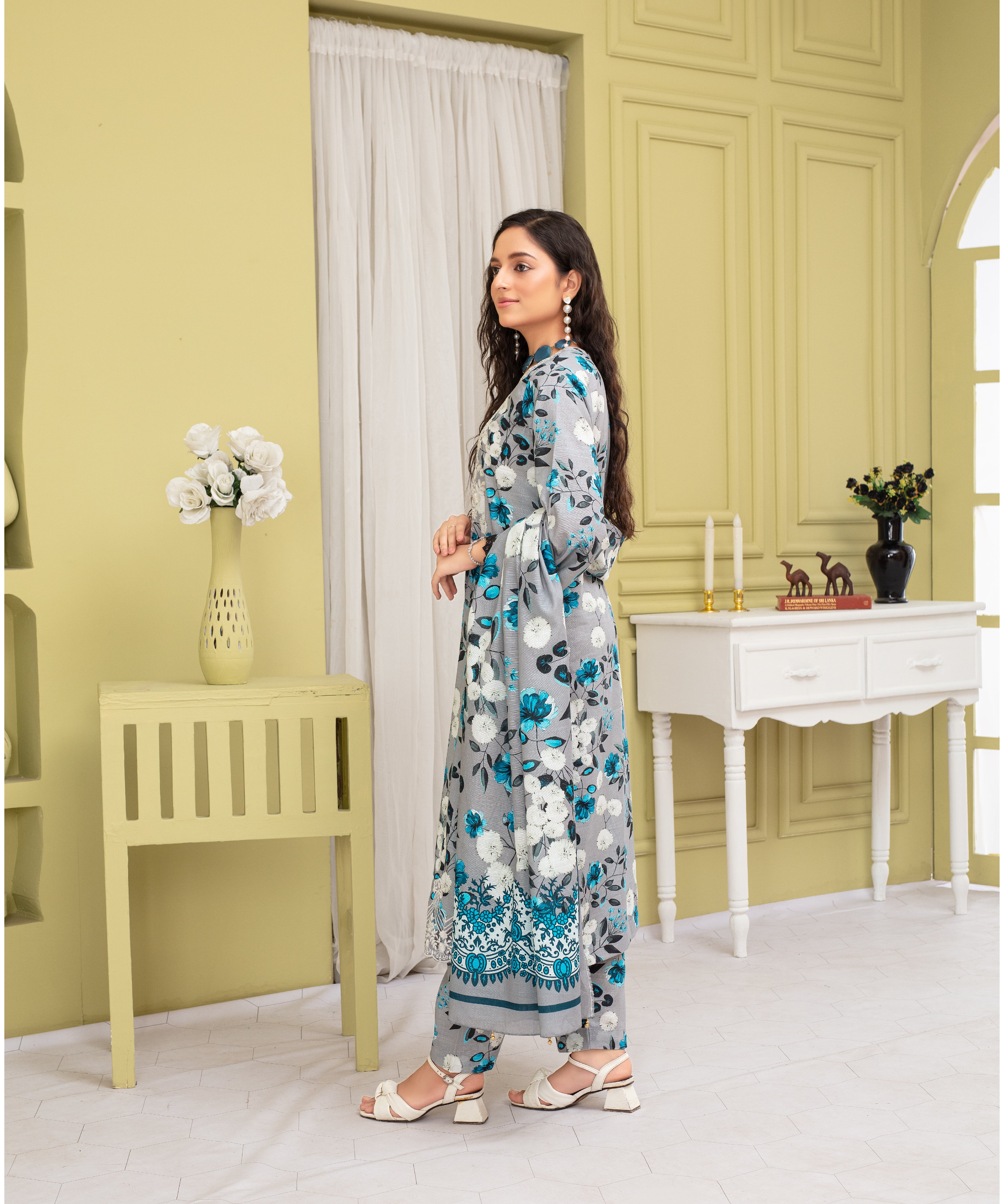 CREATION KHADDAR 3PC WITH KHADDAR PRINTED SHIRT & TROUSER-916