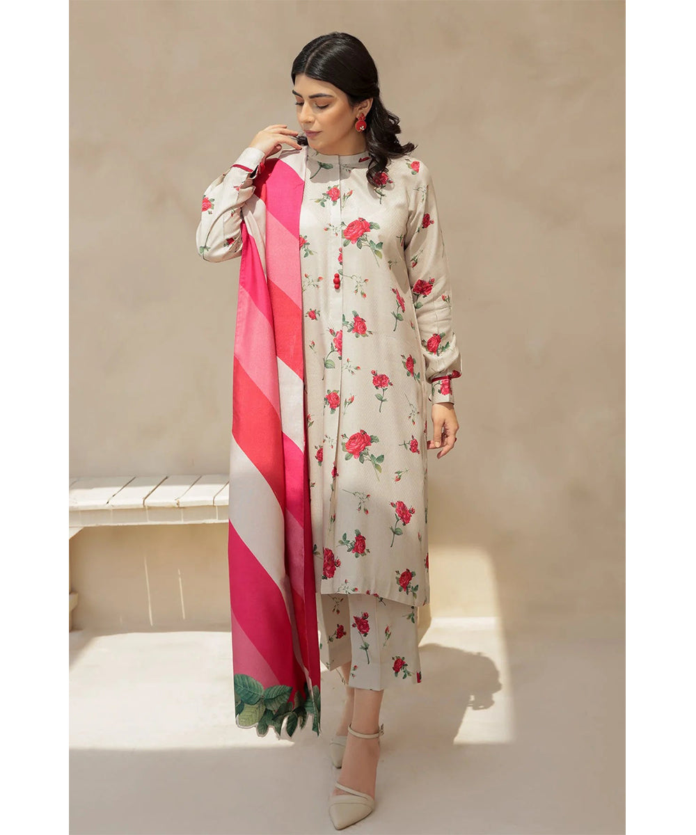 BAROQUE 3PC KARANDI PRINTED SHIRT WITH KARANDI PRINTED DUAPTTA AND TROUSER-805