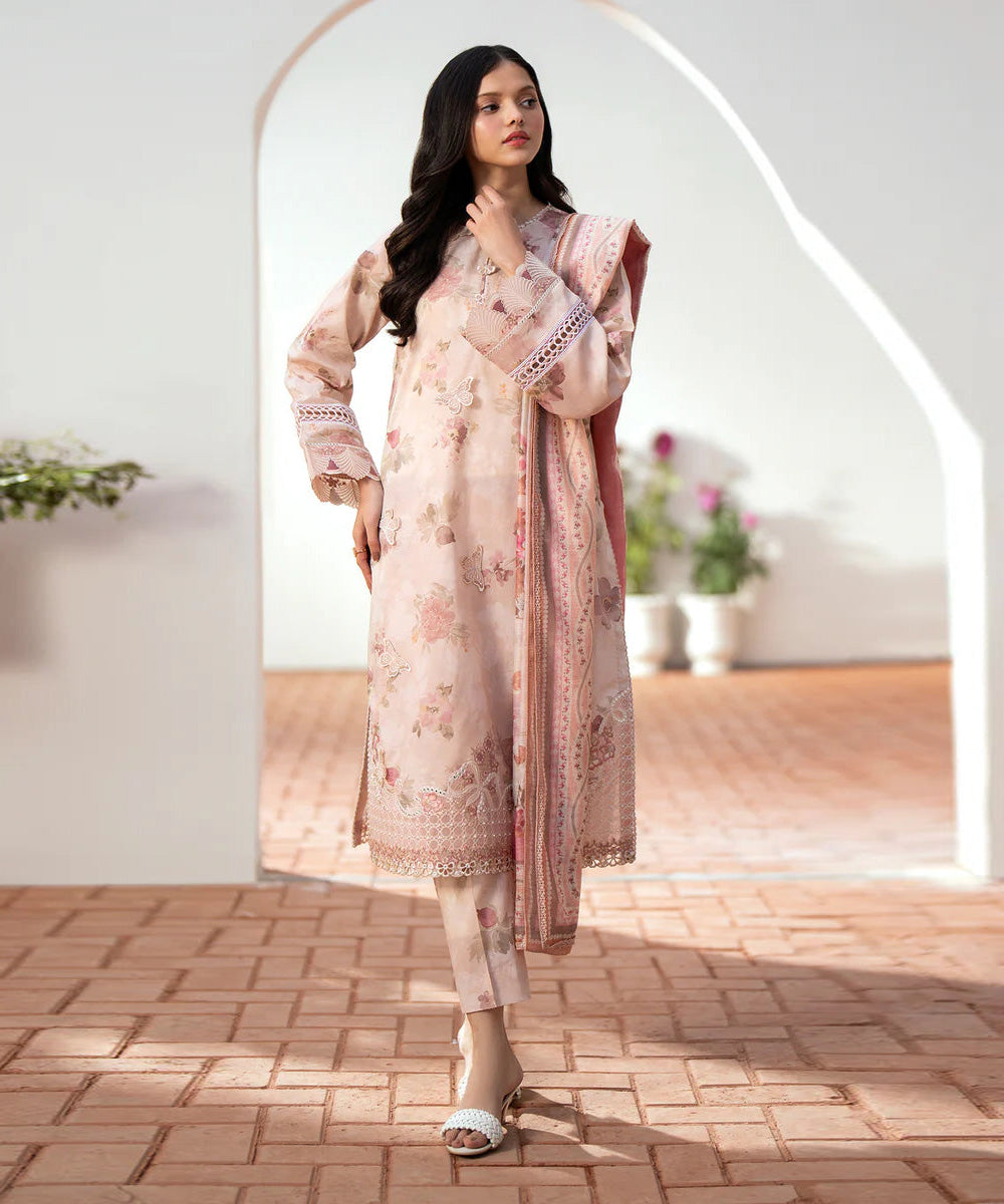 BAROQUE 3PC Lawn Printed Shirt With Voile Printed Dupatta-790