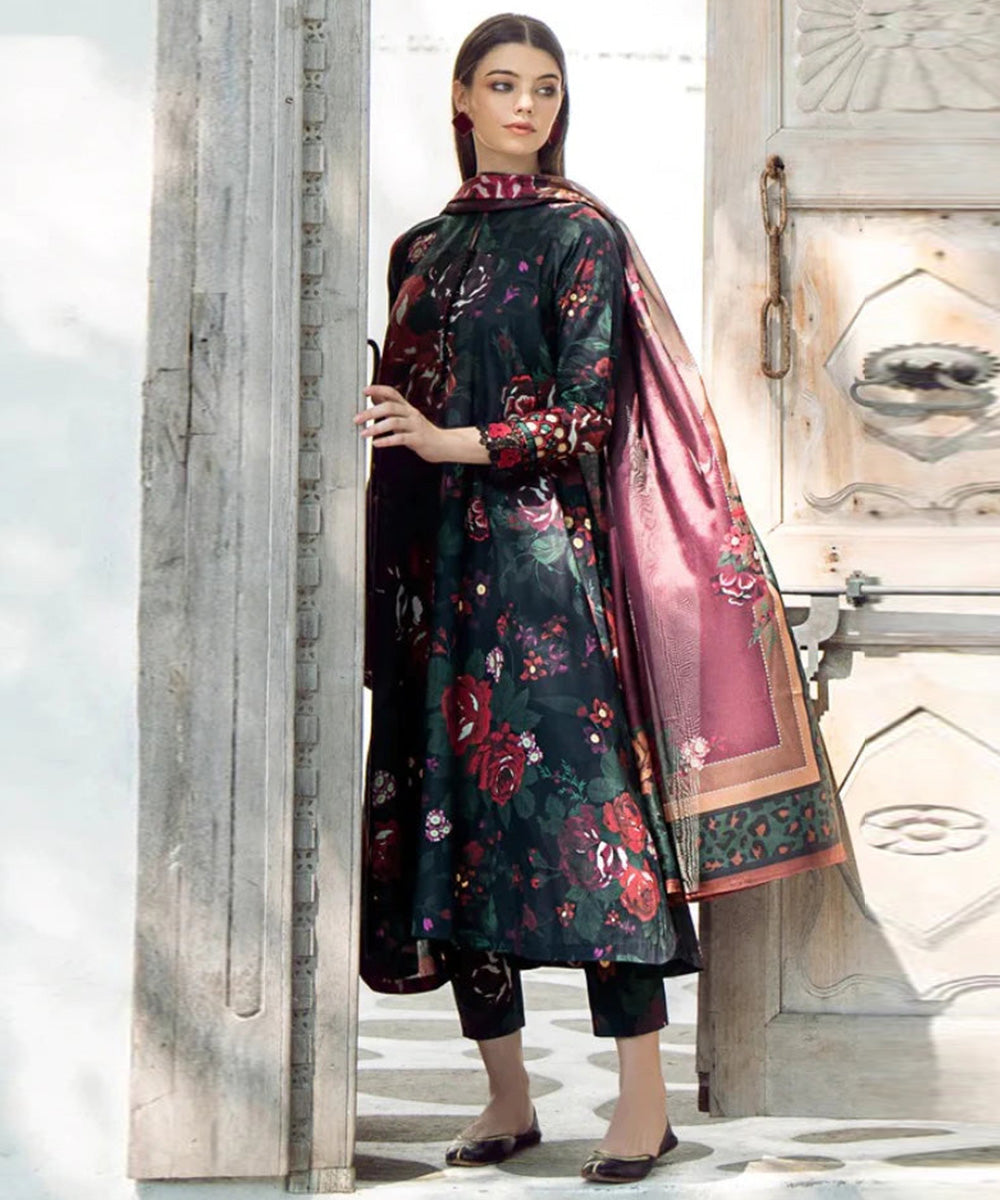 BAROQUE 3PC Lawn Printed Shirt With Voile Printed Dupatta-783