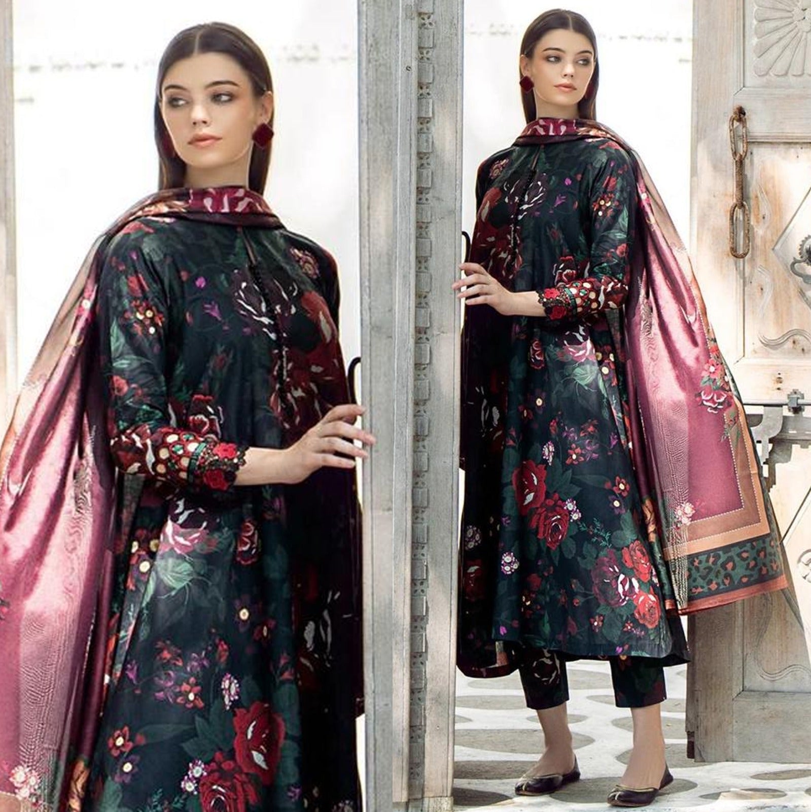 BAROQUE 3PC Lawn Printed Shirt With Voile Printed Dupatta-783