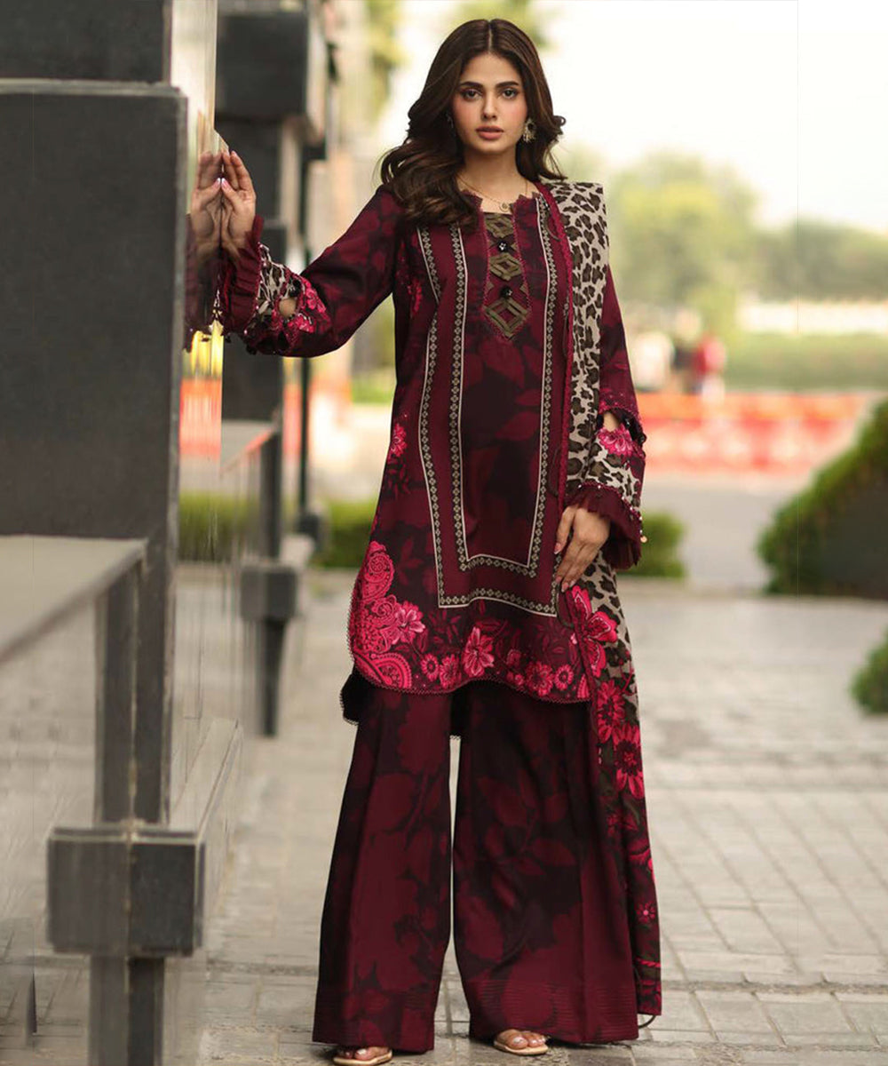 3PC LAWN PRINTED SHIRT WITH VOILE PRINTED DUAPTTA-4008