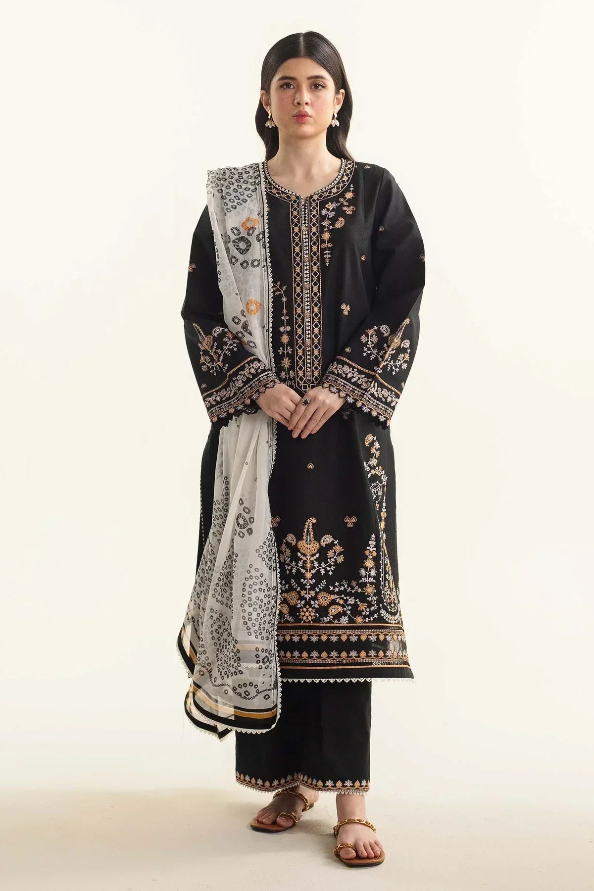 ZARA SHAHJAJAN 3PC Lawn Embroidered Shirt With Printed Dupatta-490