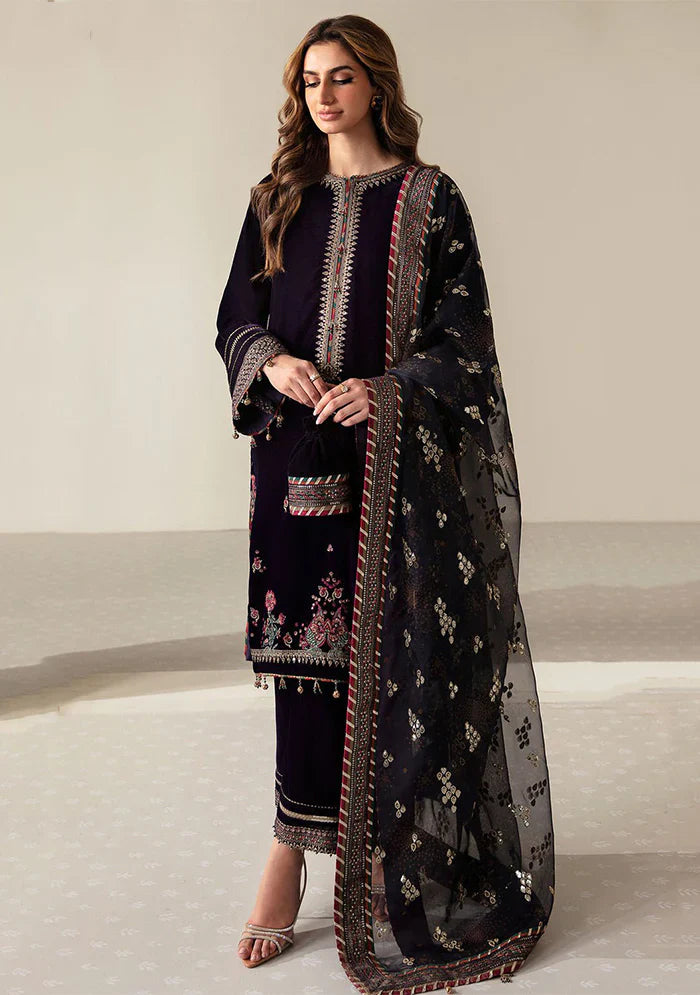 JAZMIN VELVET 3PC EMBROIDERED WITH ORGANZA EMBROIDERED DUPATTA-952