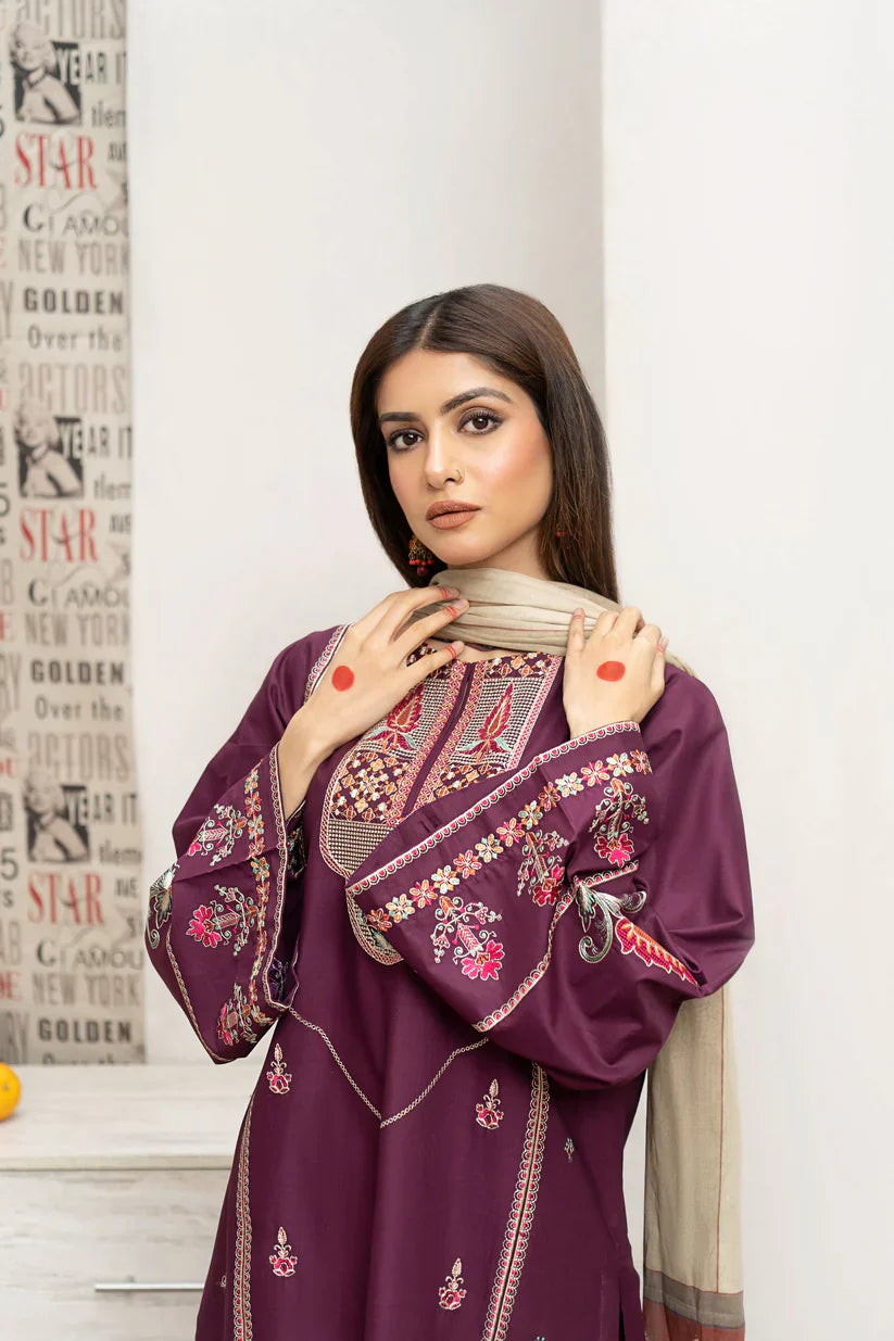 URGE Dhanak 3PC Embroidered With Digital Printed Shawl-180