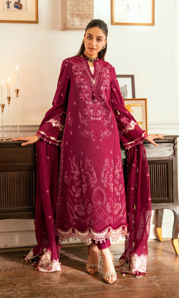 Dhanak-3PC Embroidered Shirt with Chiffon Embroidered Dupatta-3366