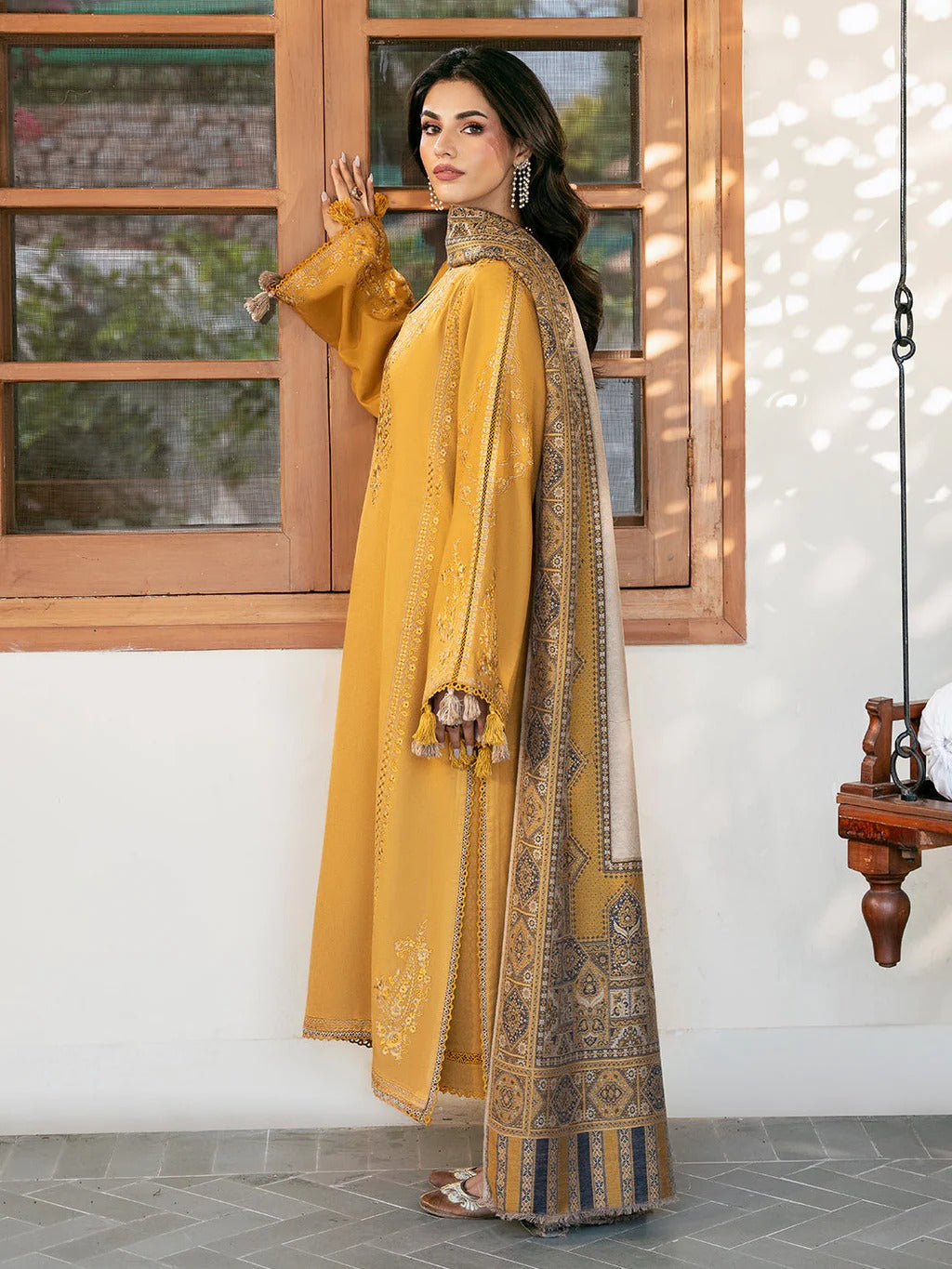 3PC Lawn Embroidered Shirt With Digital Printed Jacquard Dupatta-5039