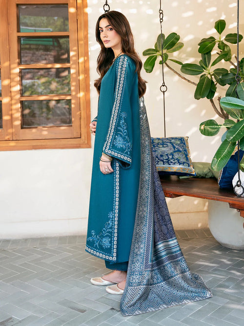 3PC Lawn Embroidered Shirt With Digital Printed Jacquard Dupatta-5080