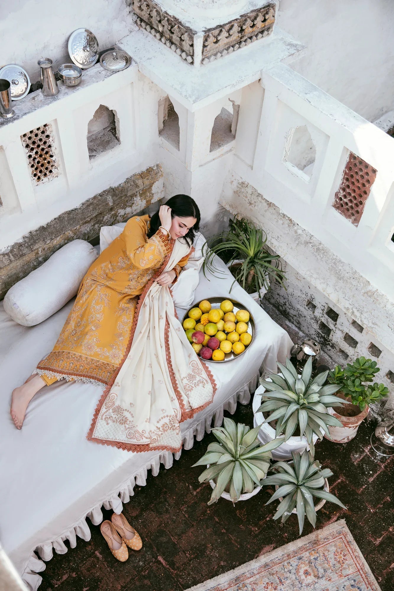 Dhanak 3PC Embroidered Shirt with Dhanak Embroidered Dupatta-3441