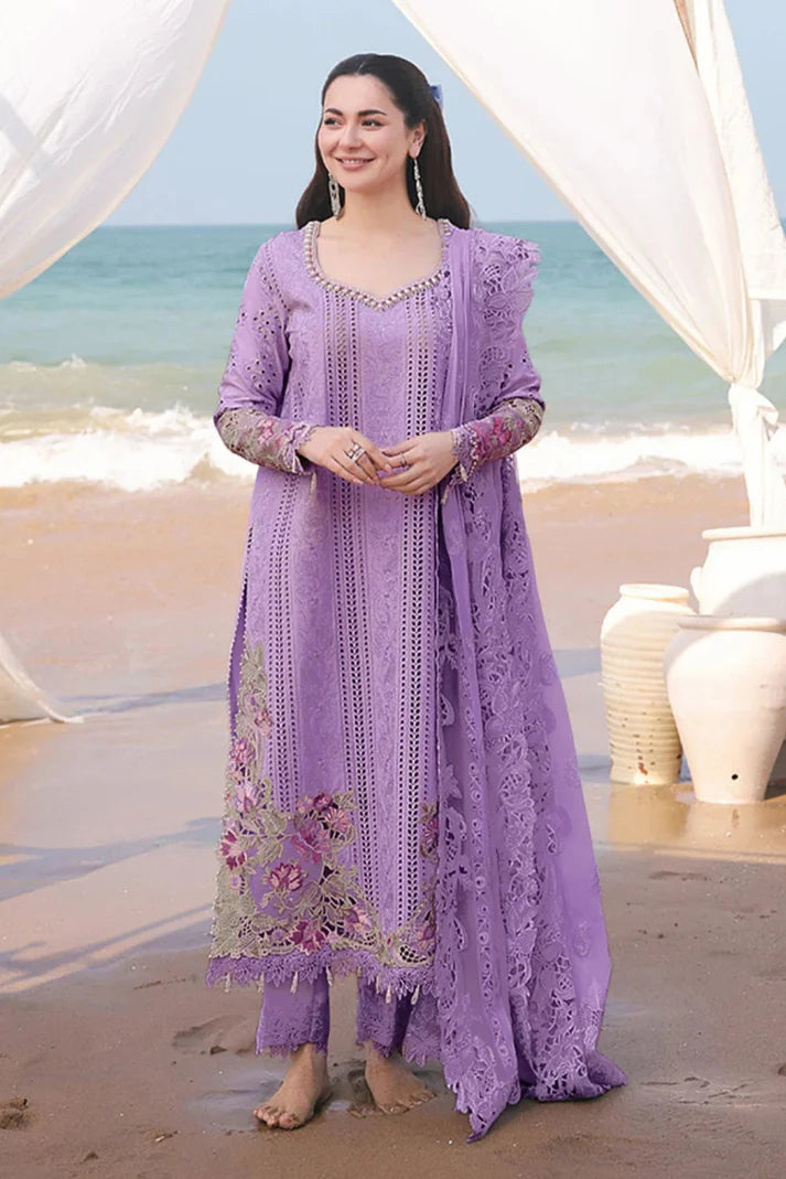 Dhanak -3PC Embroidered Shirt With Organza Embroidered Dupatta-3341