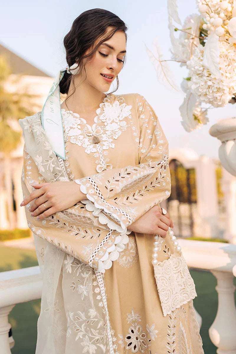 MUSHQ 3PC Lawn Chekankari Embroidered With Organza Embroidered Dupatta-402