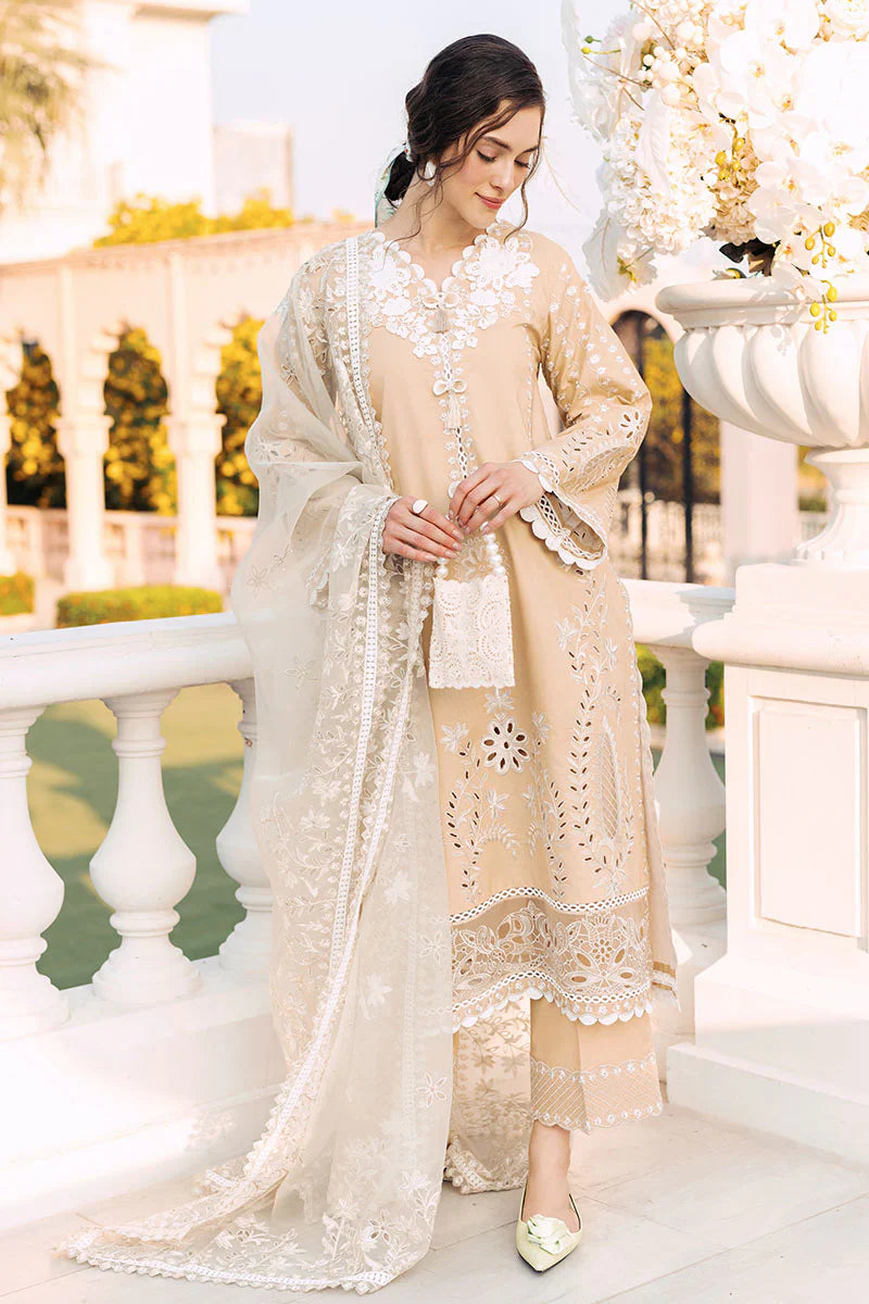 MUSHQ 3PC Lawn Chekankari Embroidered With Organza Embroidered Dupatta-402