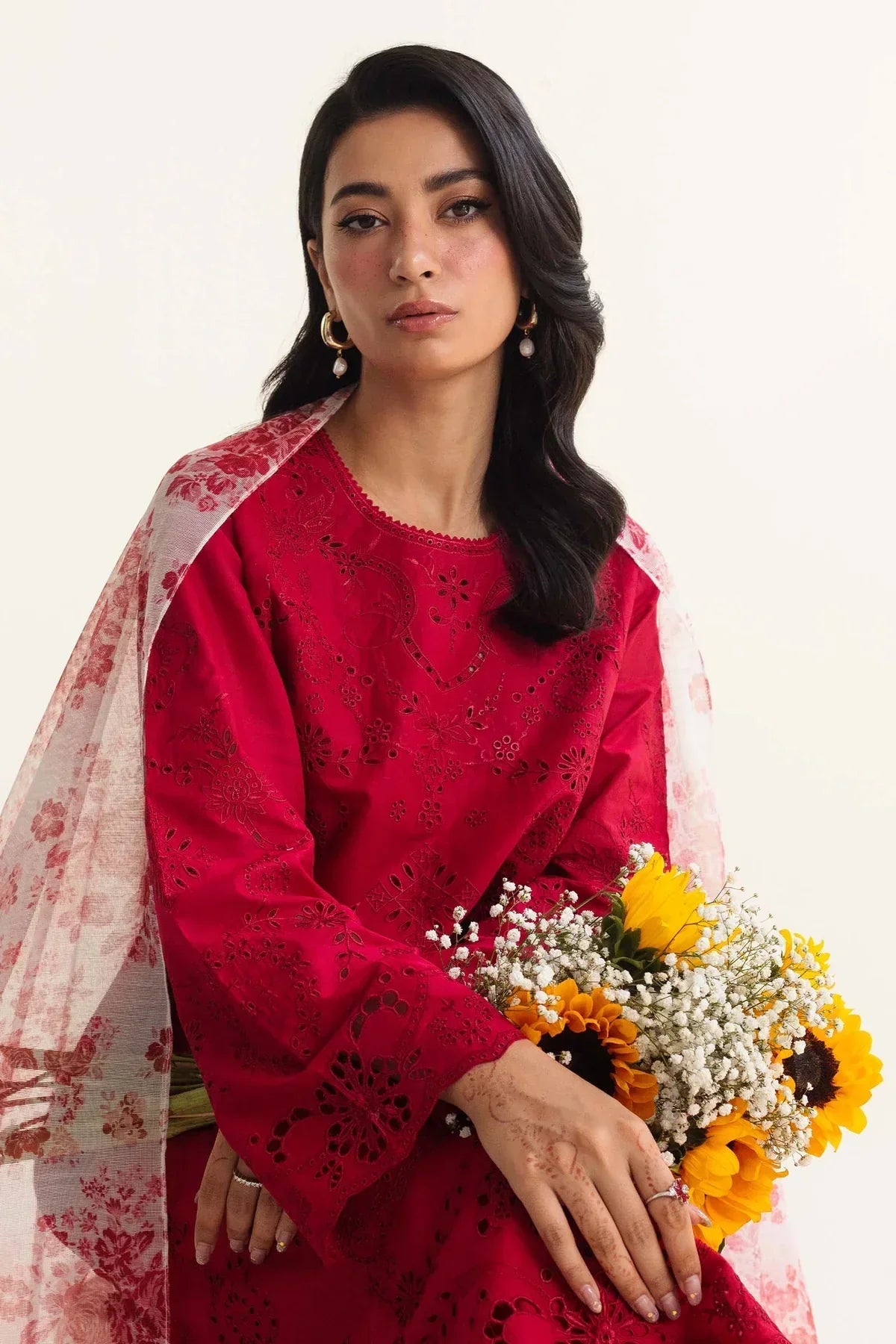 ZARA SHAHJAHAN 3PC Lawn Chikankari Embroidered Shirt With Printed Dupatta-487