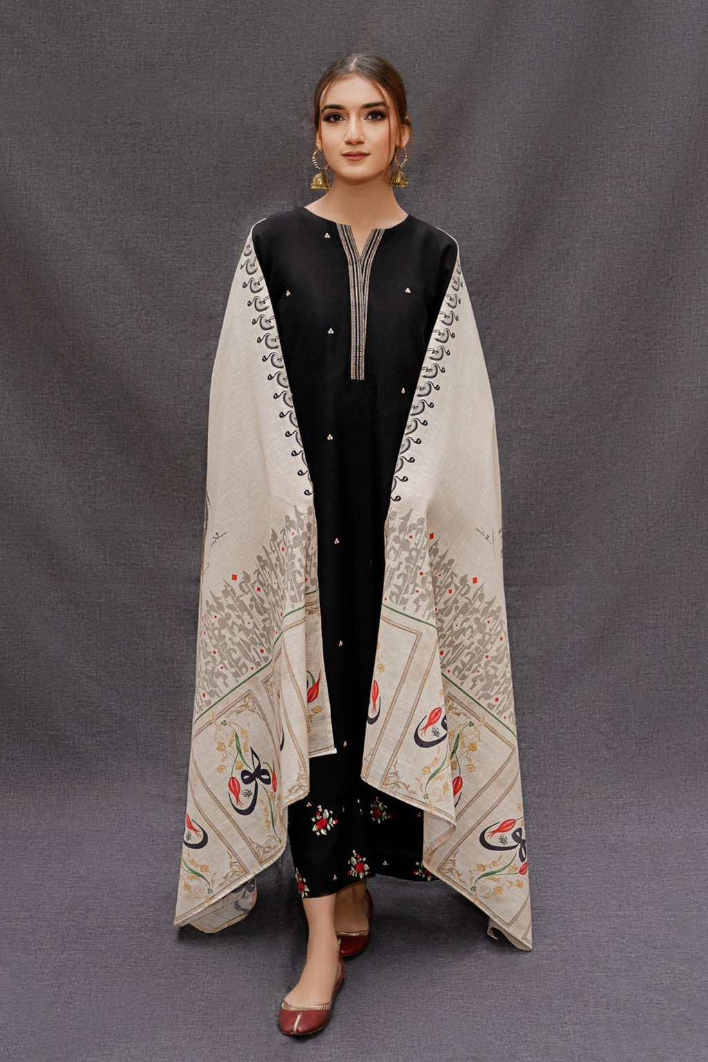 3PC Lawn Embroidered Shirt With Digital Printed Jauqard Dupatta-5007