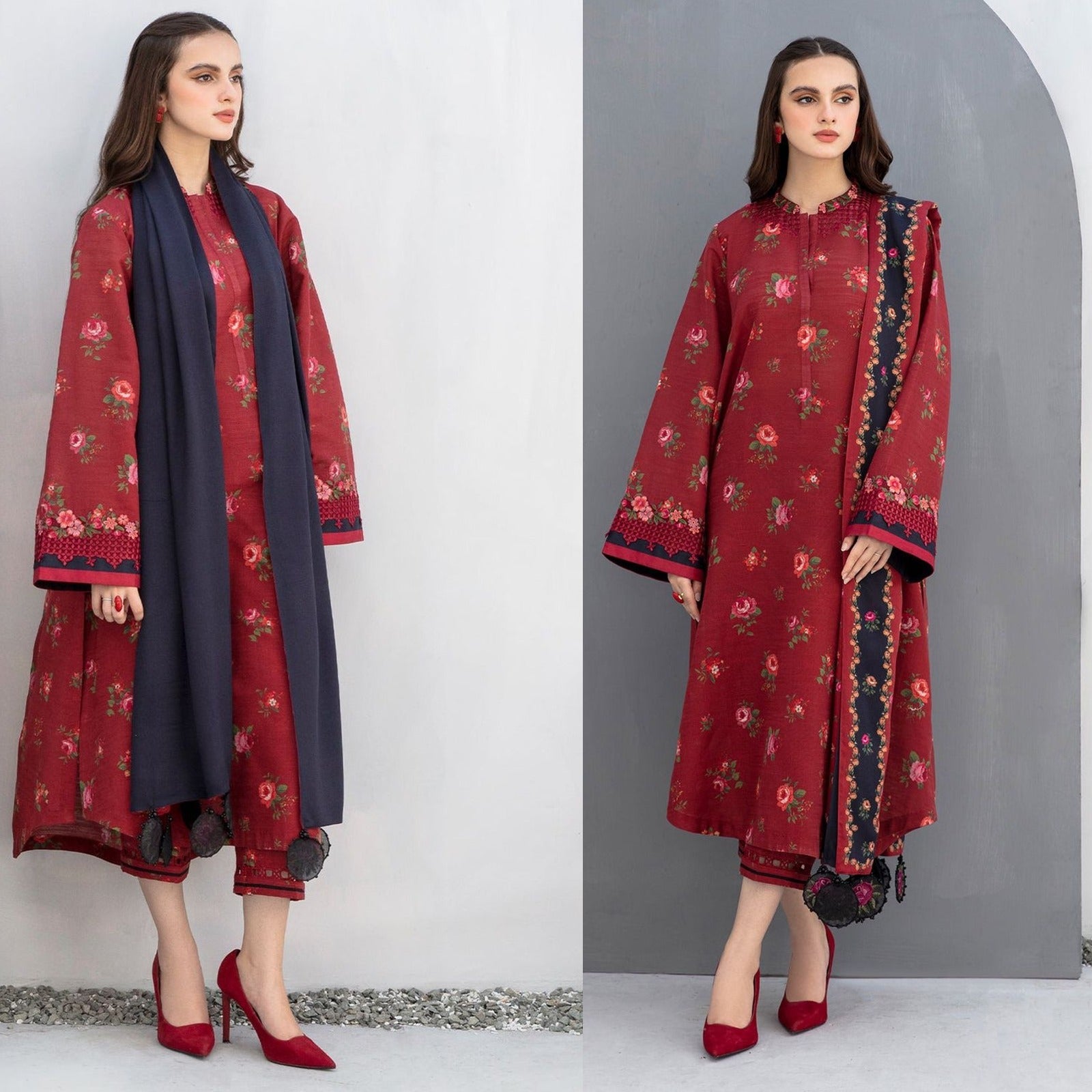 BAROQUE 3PC Lawn Printed Shirt With Voile Printed Dupatta-765