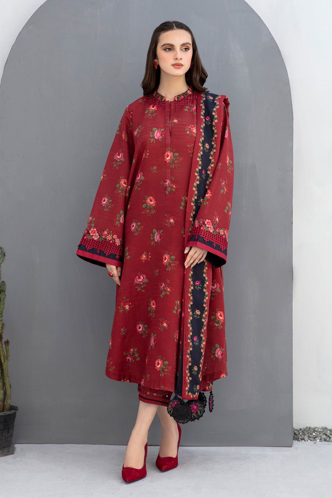 BAROQUE 3PC Lawn Printed Shirt With Voile Printed Dupatta-765