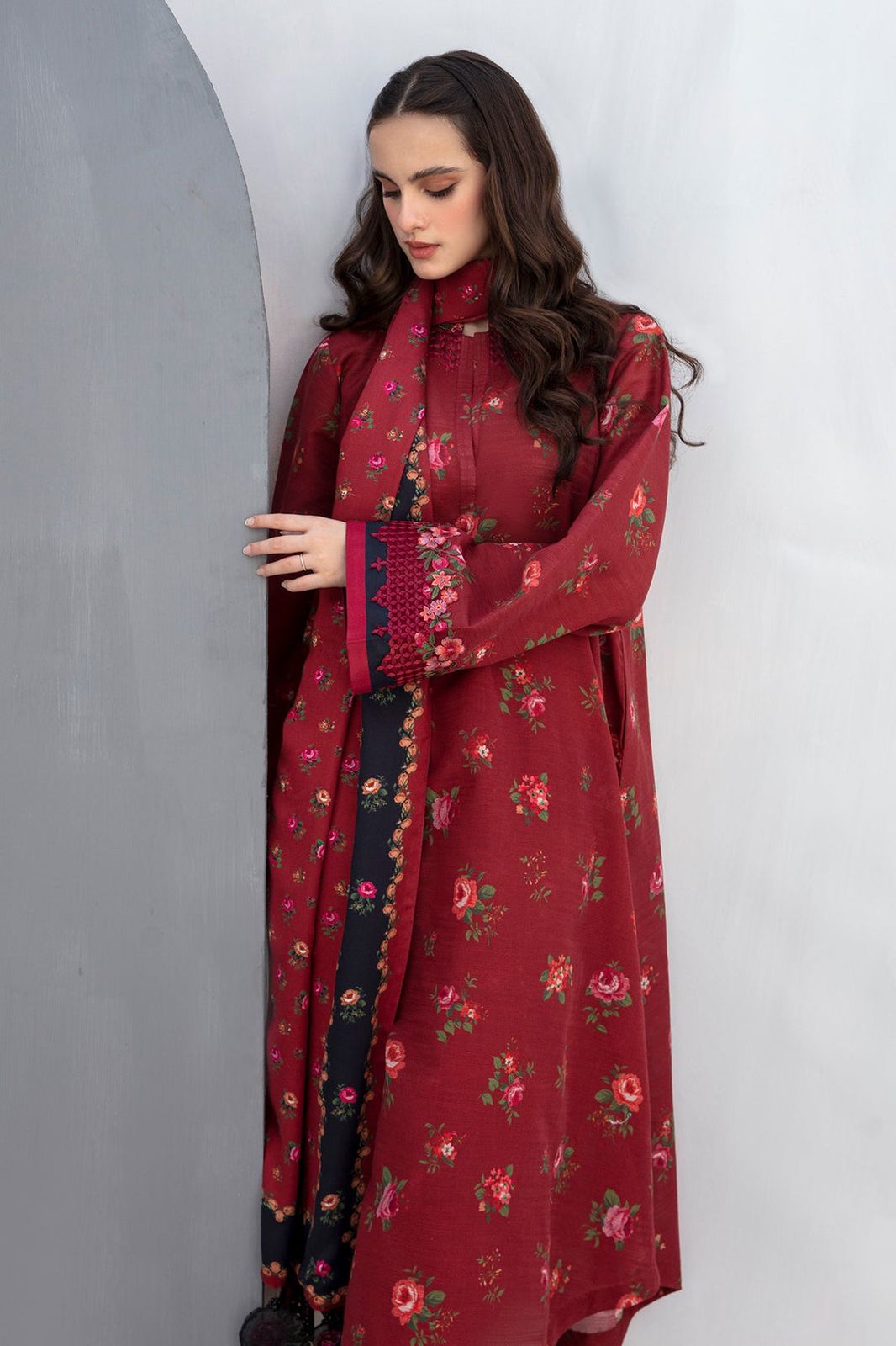 BAROQUE 3PC Lawn Printed Shirt With Voile Printed Dupatta-765