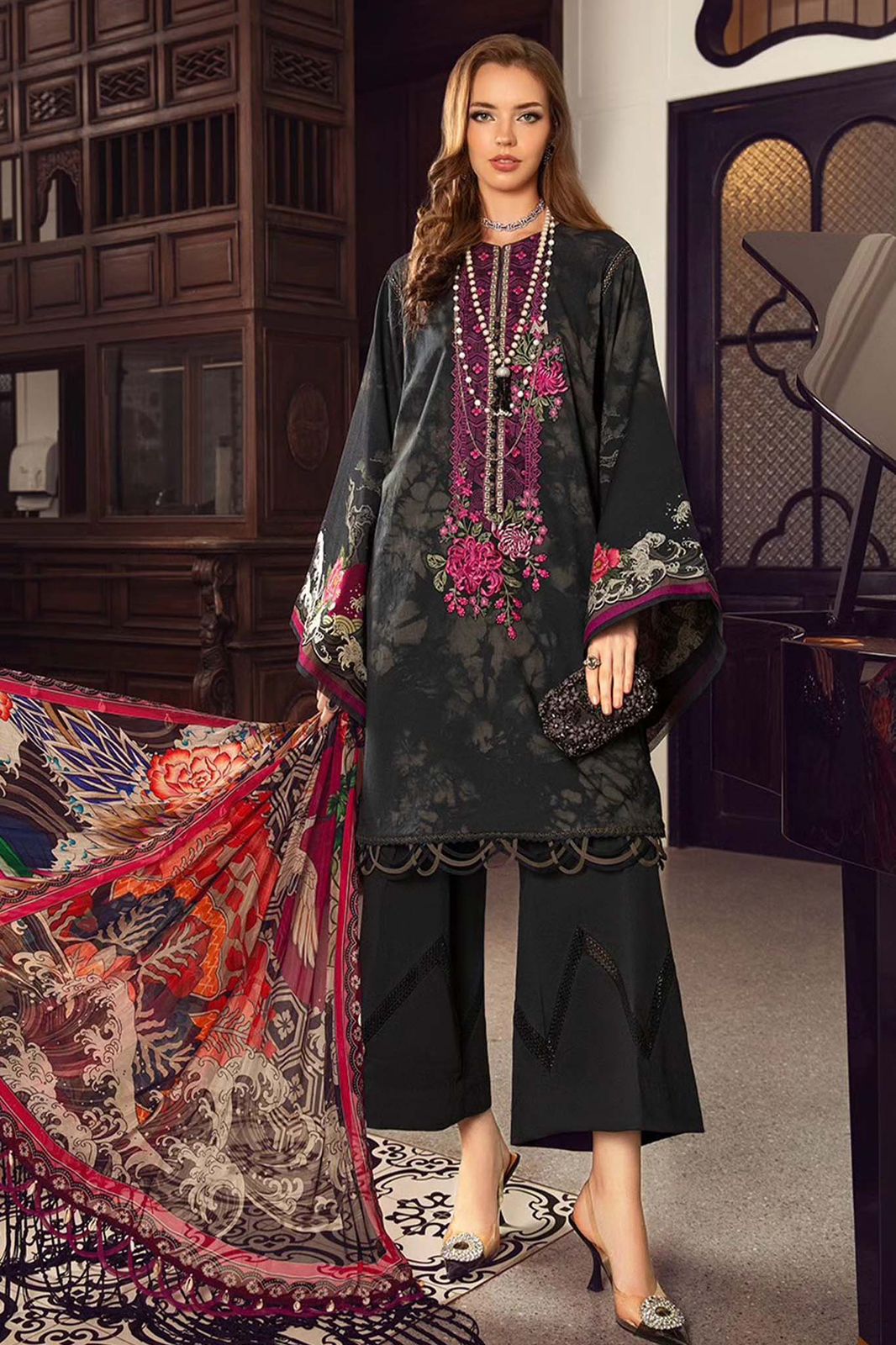 MARIA B 3PC Lawn Printed Shirt With Printed Dupatta And Trouser-777