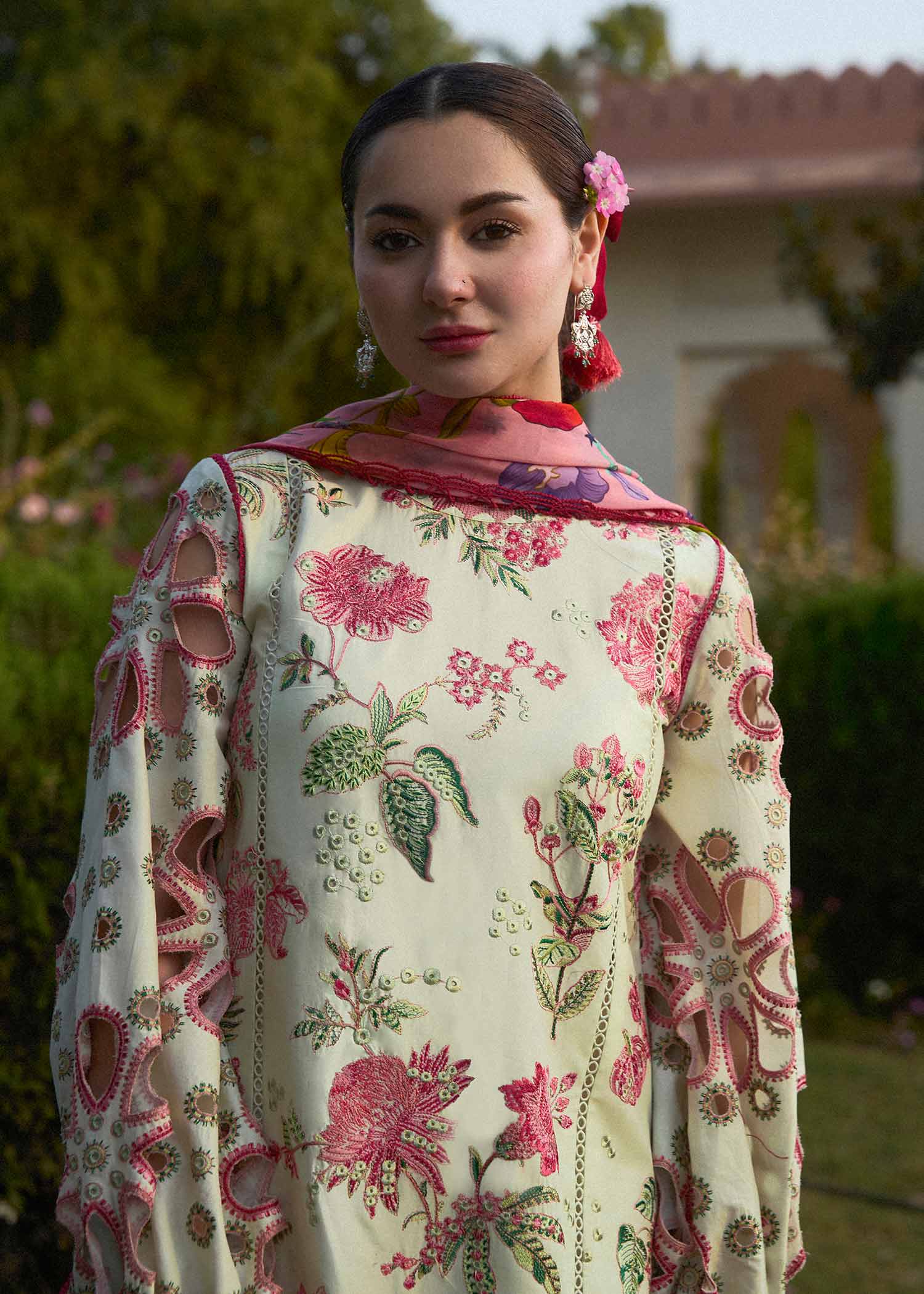 HUSSAIN REHAR Luxury Dhanak 3PC Embroidered With Digital Printed Wool Shawl-211