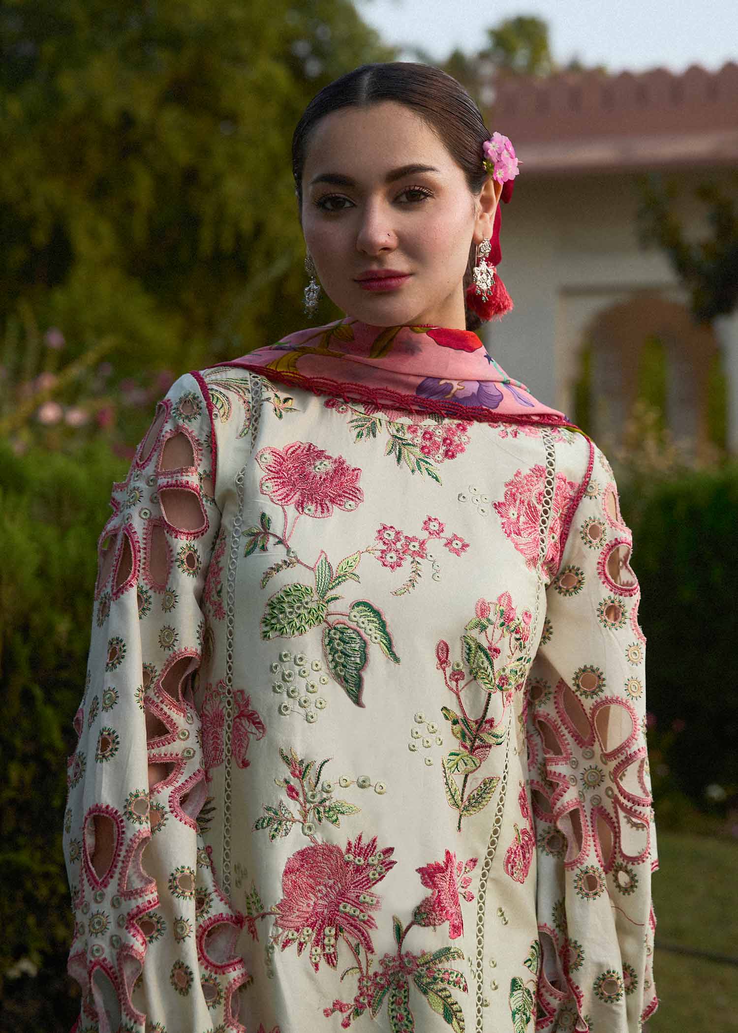 HUSSAIN REHAR Luxury Dhanak 3PC Embroidered With Digital Printed Wool Shawl-211